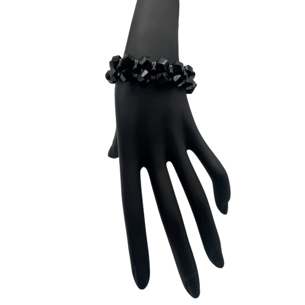 **Black Faceted Bracelet with Toggle Clasp